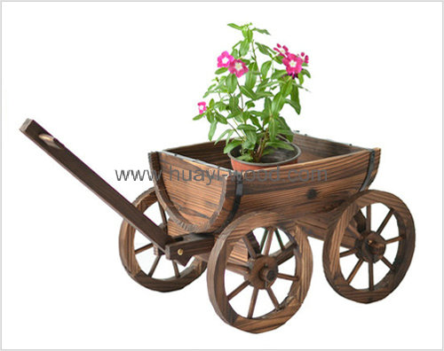 half barrel backyard wagon planter